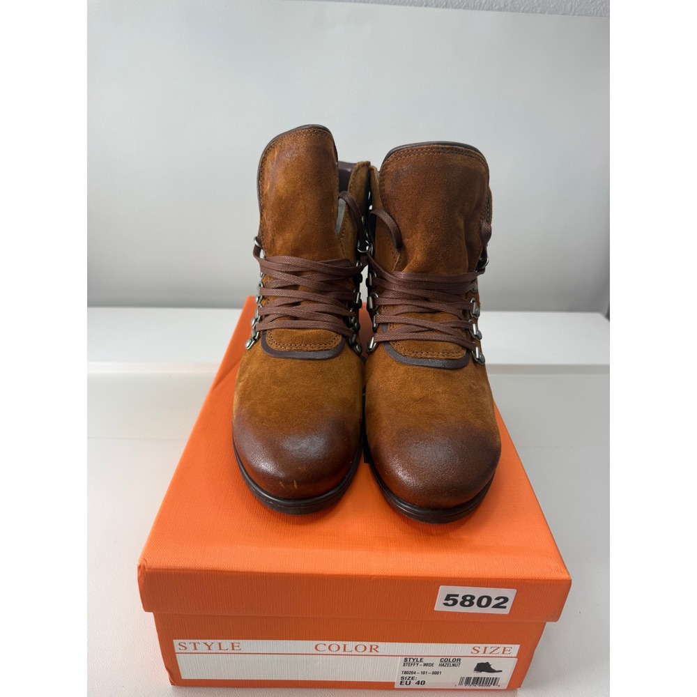 Miz Mooz Steffy Wide Hazelnut Suede Ankle Boots EU 40 Side Zip NEW - Picture 4 of 10